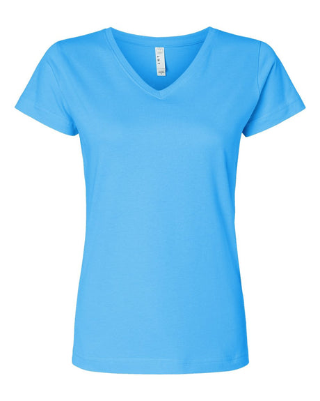 LAT Women's Fine Jersey V-Neck Tee. 3507 - Aqua