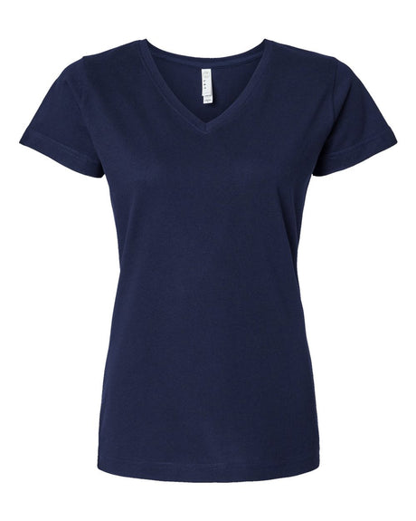 LAT Women's Fine Jersey V-Neck Tee. 3507 - Navy
