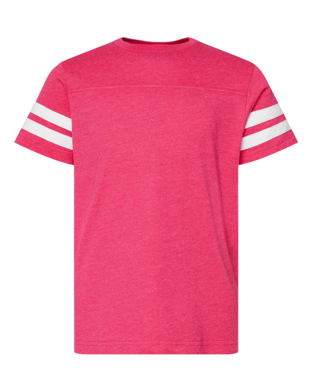 LAT Youth Football Fine Jersey Tee. 6137 - Vintage Hot Pink/ White
