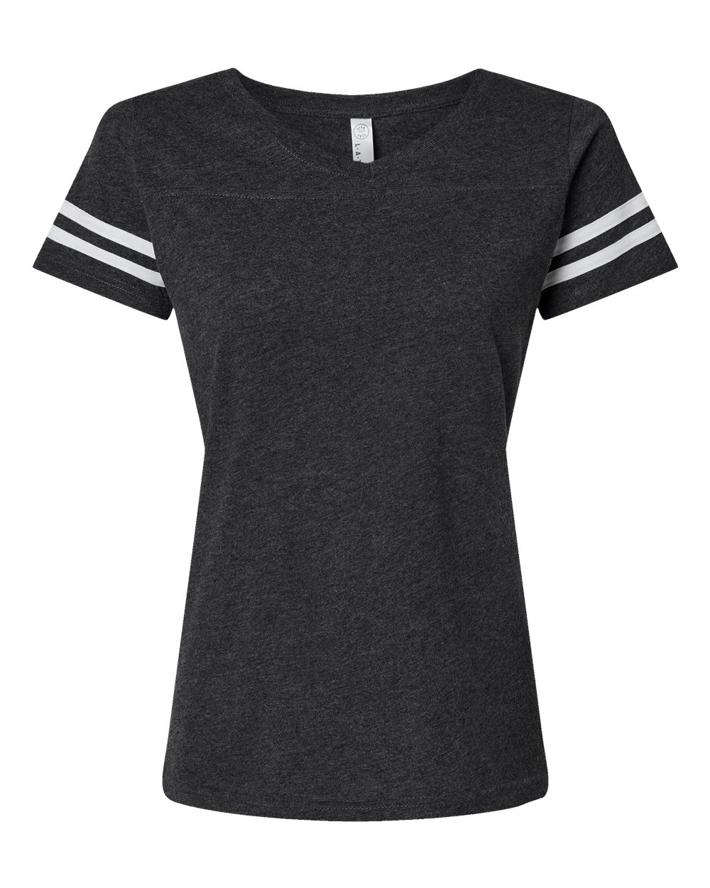 LAT Women's Football V-Neck Fine Jersey Tee. 3537 - Vintage Smoke/ White