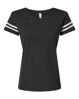 LAT Women's Football V-Neck Fine Jersey Tee. 3537 - Vintage Smoke/ White