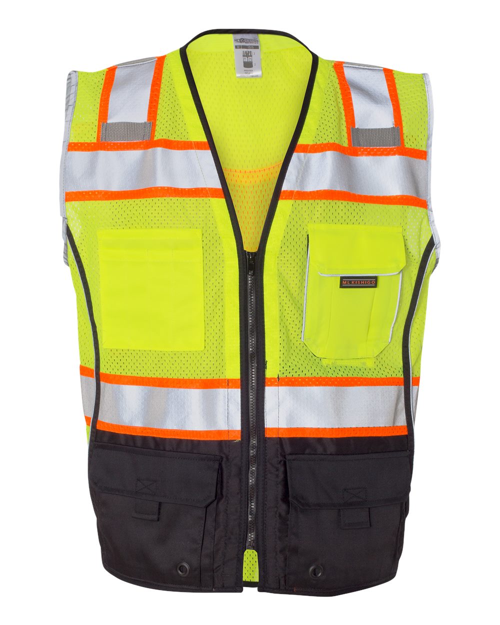 Kishigo Unisex Premium Black Series® Black Bottom Class 2 Vest. 1515-1516 - Lime