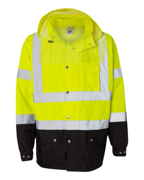 Kishigo Unisex Storm Cover Waterproof Rain Jacket. RWJ102-103 - Lime