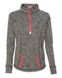 J. America Women's Cosmic Fleece Quarter-Zip Pullover. 8617 - Charcoal Fleck/ Fire Coral