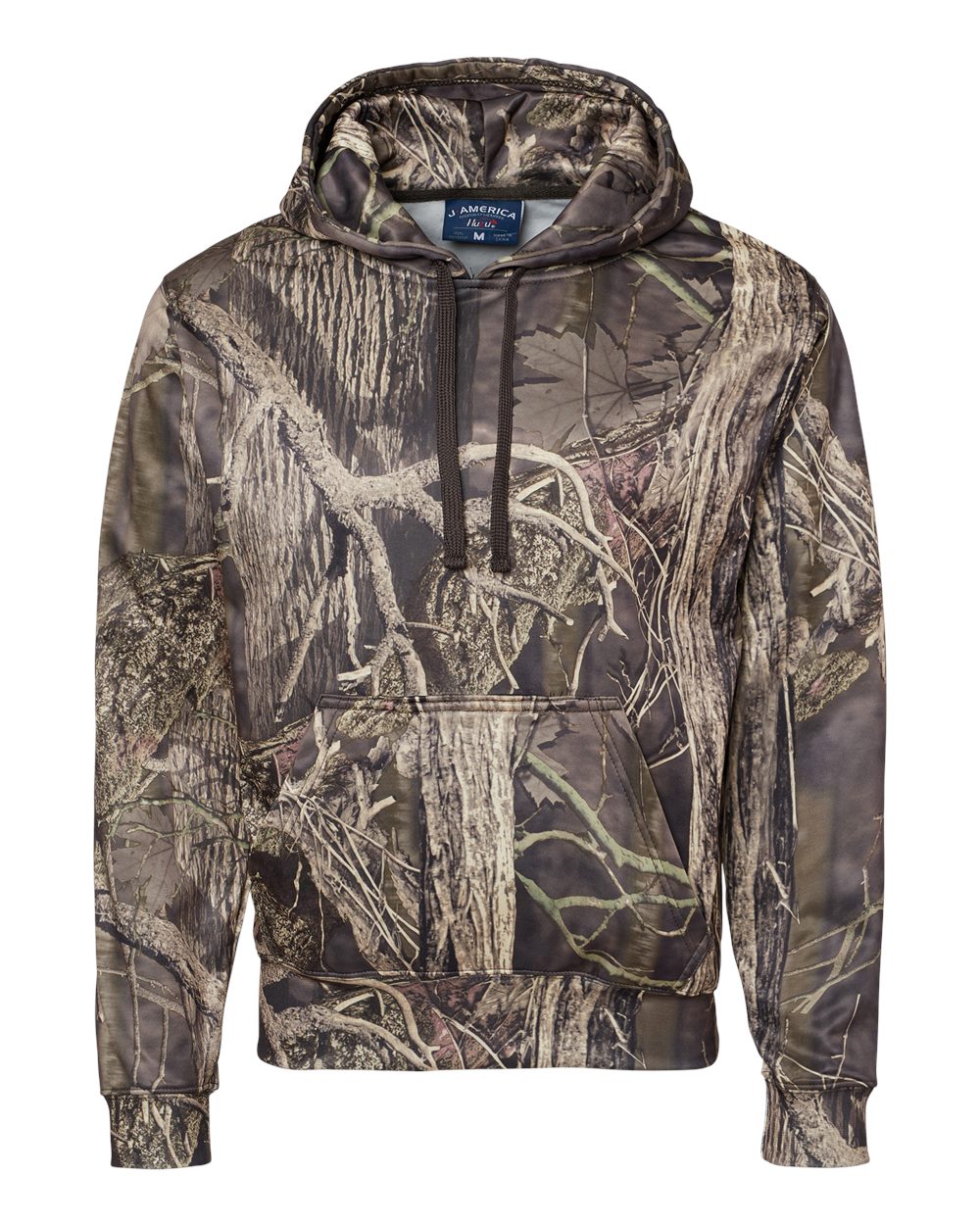J. America Men's Polyester Tailgate Hooded Sweatshirt. 8615 - Outdoor Camo