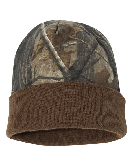 Kati 12" Licensed Camo Cuffed Beanie. LCB12 - Realtree AP/ Brown