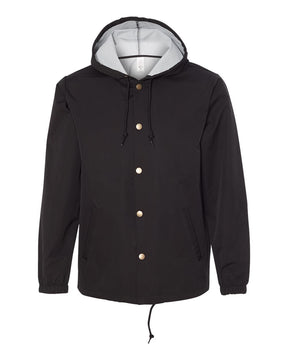 Independent Trading Co. Men's Water-Resistant Hooded Windbreaker. EXP95NB - Black