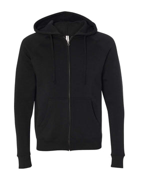 Independent Trading Co. Unisex Special Blend Raglan Full-Zip Hooded Sweatshirt. PRM33SBZ - Black