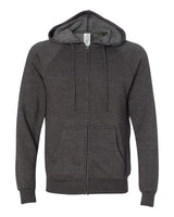 Independent Trading Co. Unisex Special Blend Raglan Full-Zip Hooded Sweatshirt. PRM33SBZ - Carbon