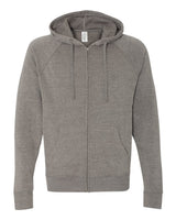 Independent Trading Co. Unisex Special Blend Raglan Full-Zip Hooded Sweatshirt. PRM33SBZ - Nickel