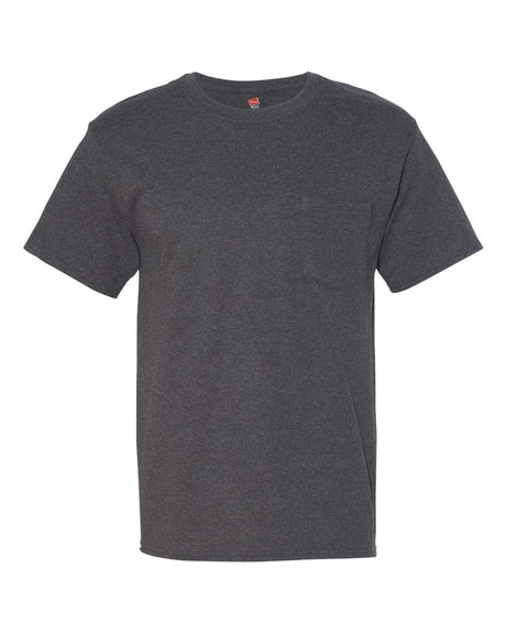 Hanes Unisex Beefy-T® Pocket T-Shirt. 5190 - Charcoal Heather
