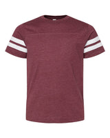 LAT Youth Football Fine Jersey Tee. 6137 - Vintage Burgundy/ White