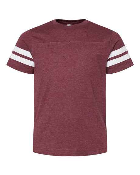 LAT Youth Football Fine Jersey Tee. 6137 - Vintage Burgundy/ White