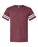 LAT Unisex Football Fine Jersey Tee. 6937 - Vintage Burgundy/ White