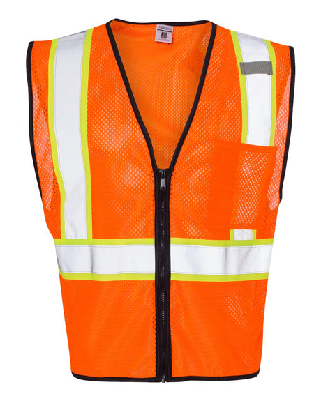 Kishigo Unisex Economy Contrasting Vest with Zippered Front. 1527-1528 - Orange