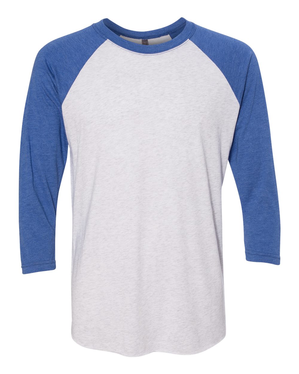 Next Level Unisex Triblend Three-Quarter Raglan Tee. 6051 - Vintage Royal Sleeves/ Heather White Body
