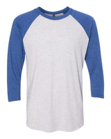 Next Level Unisex Triblend Three-Quarter Raglan Tee. 6051 - Vintage Royal Sleeves/ Heather White Body