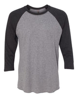 Next Level Unisex Triblend Three-Quarter Raglan Tee. 6051 - Vintage Black Sleeves/ Premium Heather Body