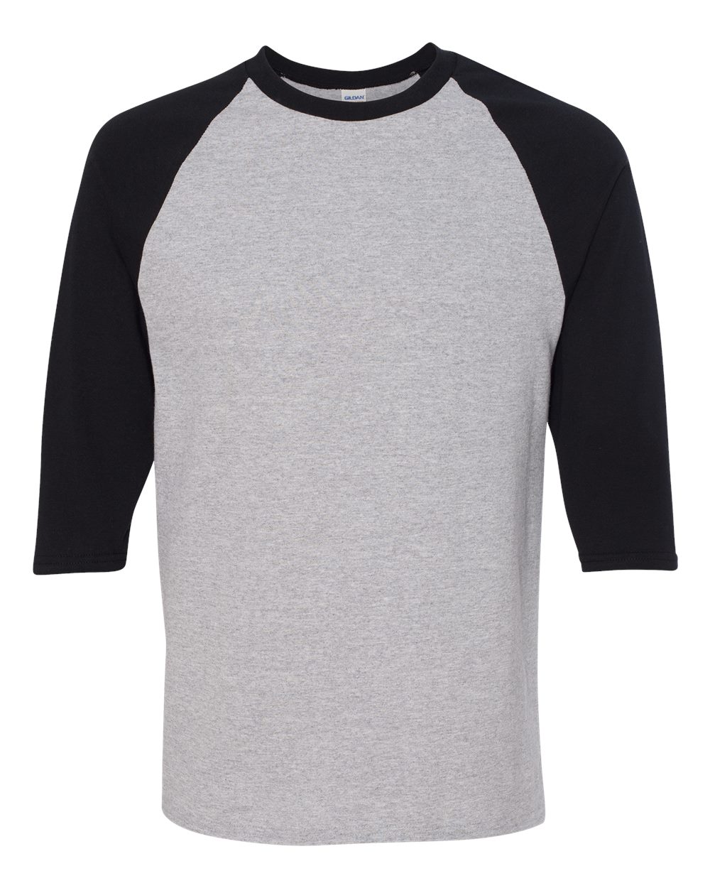 Gildan Unisex Heavy Cotton™ Raglan Three-Quarter Sleeve T-Shirt. 5700 - Sport Grey/ Black