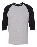 Gildan Unisex Heavy Cotton™ Raglan Three-Quarter Sleeve T-Shirt. 5700 - Sport Grey/ Black