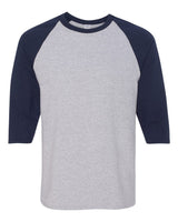 Gildan Unisex Heavy Cotton™ Raglan Three-Quarter Sleeve T-Shirt. 5700 - Sport Grey/ Navy