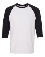 Gildan Unisex Heavy Cotton™ Raglan Three-Quarter Sleeve T-Shirt. 5700 - White/ Black