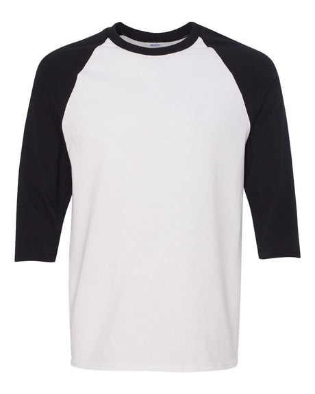 Gildan Unisex Heavy Cotton™ Raglan Three-Quarter Sleeve T-Shirt. 5700 - White/ Black