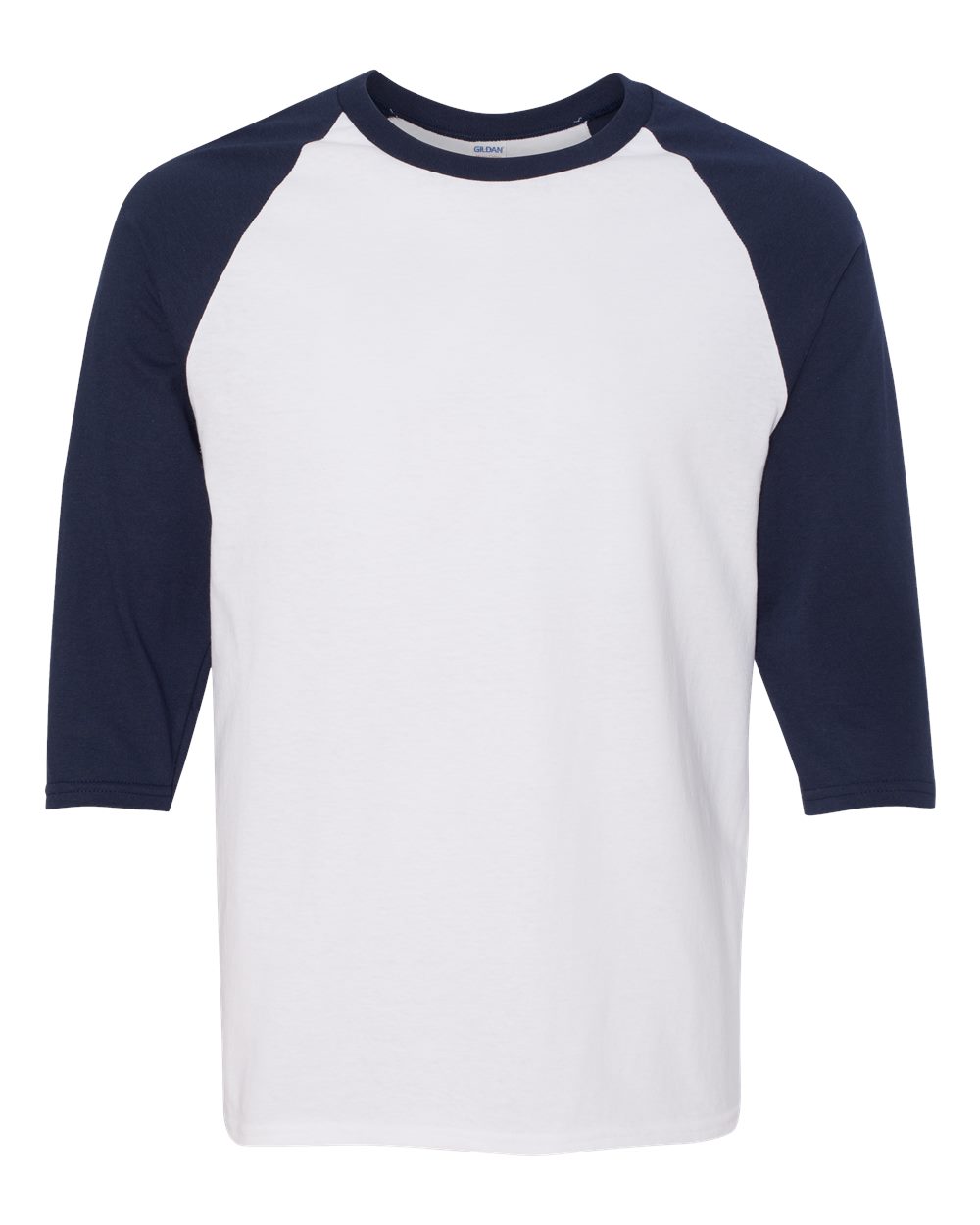 Gildan Unisex Heavy Cotton™ Raglan Three-Quarter Sleeve T-Shirt. 5700 - White/ Navy