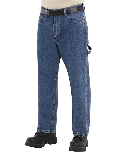 Bulwark Men's Flame Resistant Pre-Washed Denim Dungaree. PEJ8