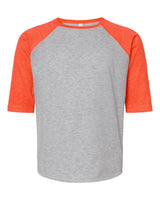 LAT Youth Baseball Fine Jersey Three-Quarter Sleeve Tee. 6130 - Vintage Heather/ Vintage Orange