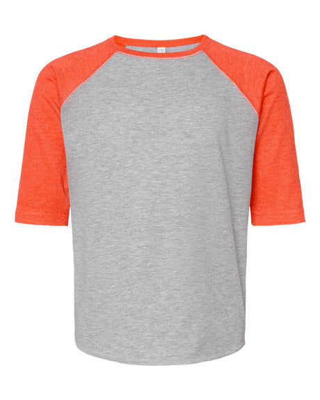 LAT Youth Baseball Fine Jersey Three-Quarter Sleeve Tee. 6130 - Vintage Heather/ Vintage Orange