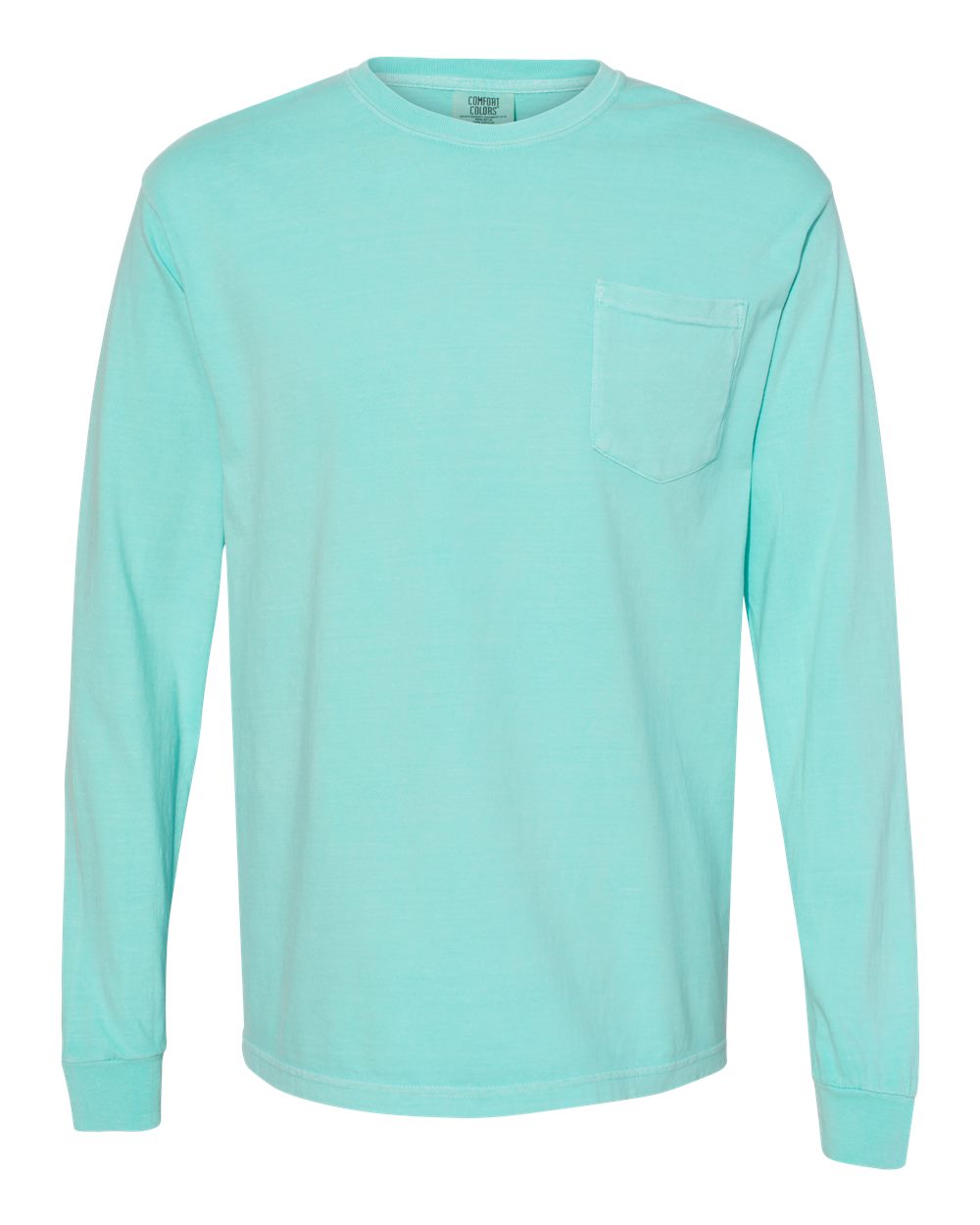 Comfort Colors Unisex Garment-Dyed Heavyweight Long Sleeve Pocket T-Shirt. 4410 - Chalky Mint