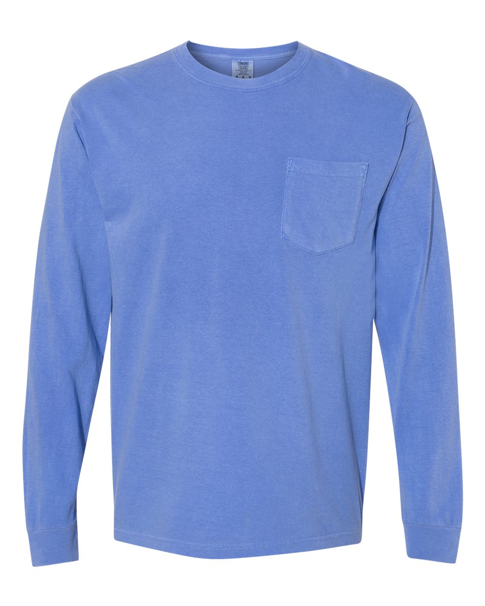 Comfort Colors Unisex Garment-Dyed Heavyweight Long Sleeve Pocket T-Shirt. 4410 - Flo Blue