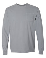 Comfort Colors Unisex Garment-Dyed Heavyweight Long Sleeve Pocket T-Shirt. 4410 - Granite