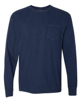 Comfort Colors Unisex Garment-Dyed Heavyweight Long Sleeve Pocket T-Shirt. 4410 - True Navy
