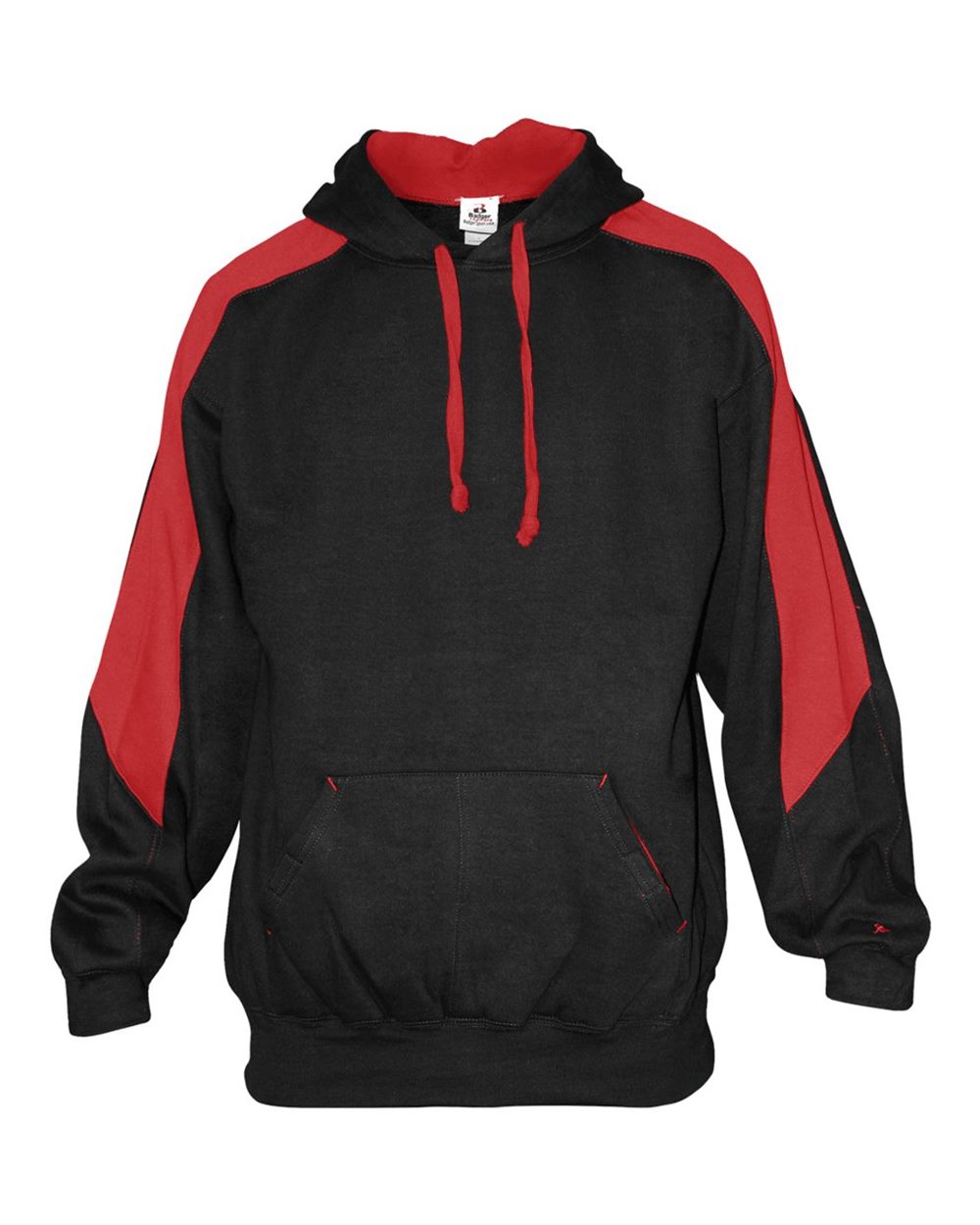 Badger Unisex Saber Hooded Sweatshirt. 1265 - Black/ Red