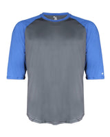 Badger Youth B-Core Three-Quarter Sleeve Baseball T-Shirt. 2133 - Graphite/ Royal