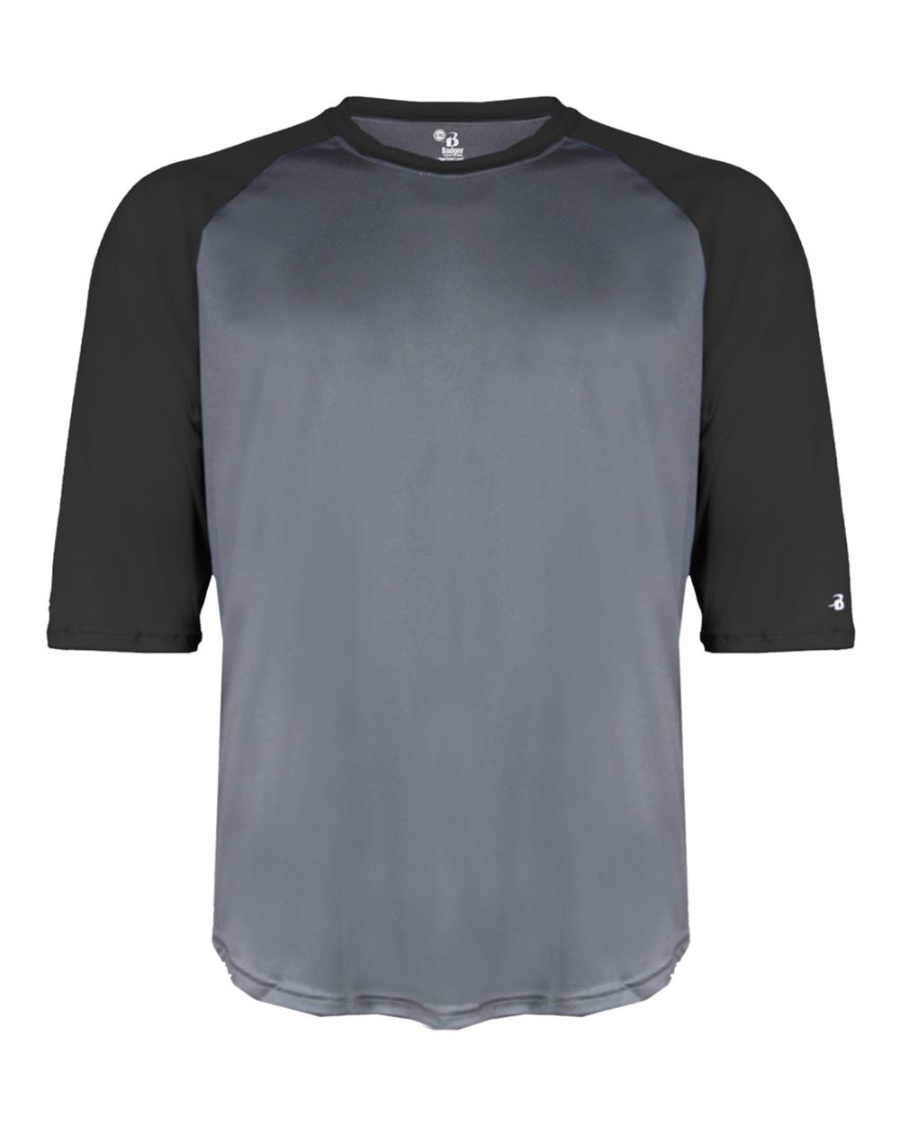 Badger Youth B-Core Three-Quarter Sleeve Baseball T-Shirt. 2133 - Graphite/ Black