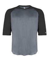 Badger Youth B-Core Three-Quarter Sleeve Baseball T-Shirt. 2133 - Graphite/ Black