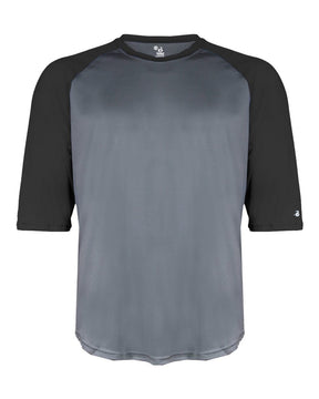 Badger Youth B-Core Three-Quarter Sleeve Baseball T-Shirt. 2133 - Graphite/ Black