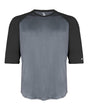Badger Youth B-Core Three-Quarter Sleeve Baseball T-Shirt. 2133 - Graphite/ Black