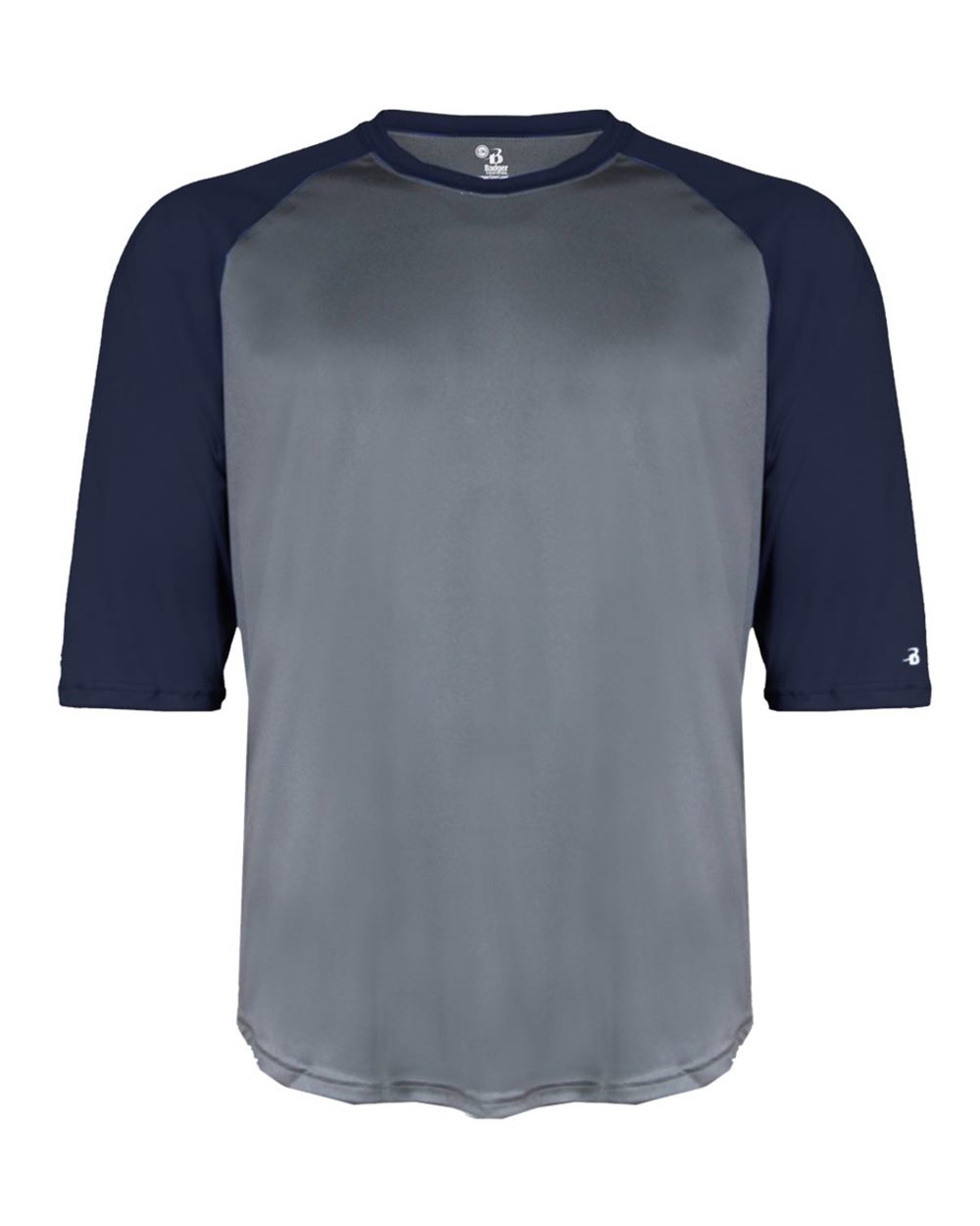 Badger Youth B-Core Three-Quarter Sleeve Baseball T-Shirt. 2133 - Graphite/ Navy