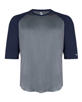 Badger Youth B-Core Three-Quarter Sleeve Baseball T-Shirt. 2133 - Graphite/ Navy