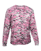 Badger Men's Digital Camo Long Sleeve T-Shirt. 4184 - Pink Digital