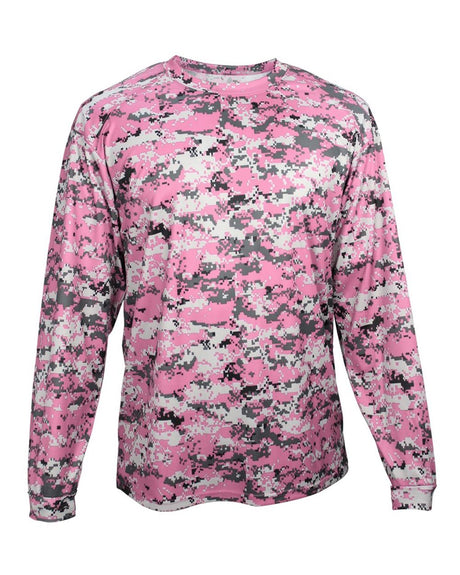 Badger Men's Digital Camo Long Sleeve T-Shirt. 4184 - Pink Digital