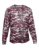 Badger Men's Digital Camo Long Sleeve T-Shirt. 4184 - Maroon Digital