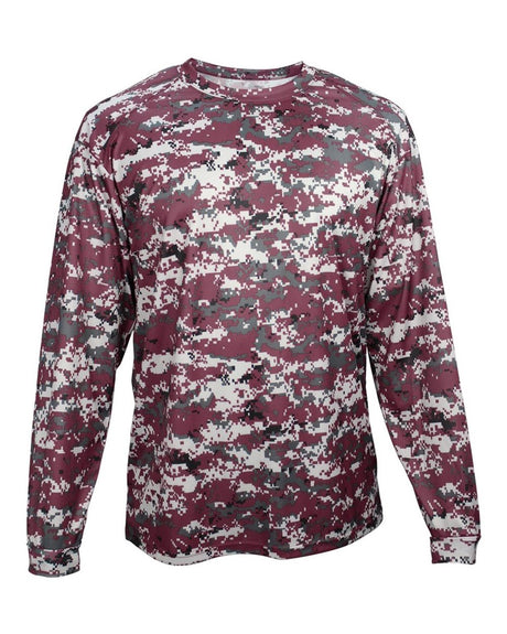 Badger Men's Digital Camo Long Sleeve T-Shirt. 4184 - Maroon Digital