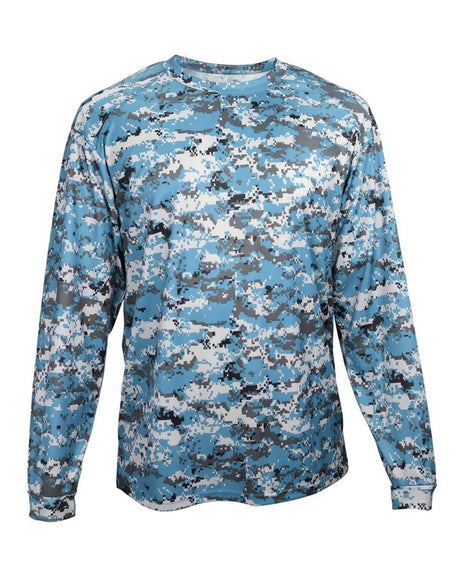 Badger Men's Digital Camo Long Sleeve T-Shirt. 4184 - Columbia Blue Digital