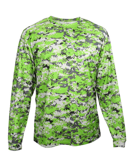 Badger Men's Digital Camo Long Sleeve T-Shirt. 4184 - Lime Digital