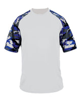 Badger Youth Camo Sport T-Shirt. 2141 - White/ Royal Camo